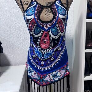 Colorful Bohemian Fringe summer top